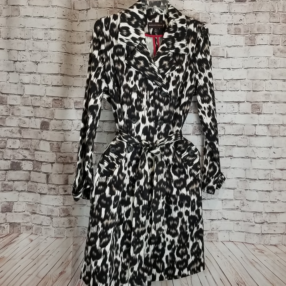 Dana Buchman Leopard Trench Coat - Picture 2 of 8